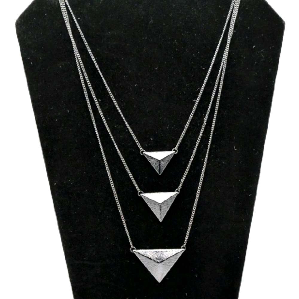 Triangle Long Silver Necklace